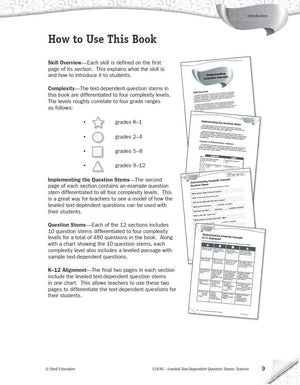 Leveled TextDependent Question Stems: Science,Used