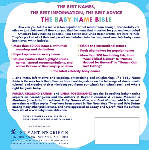 The Baby Name Bible: The Ultimate Guide By America's BabyNaming Experts,Used