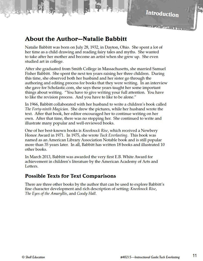 Tuck Everlasting: An Instructional Guide for Literature  Novel Study Guide for 4th8th Grade Literature with Close Reading and ,Used