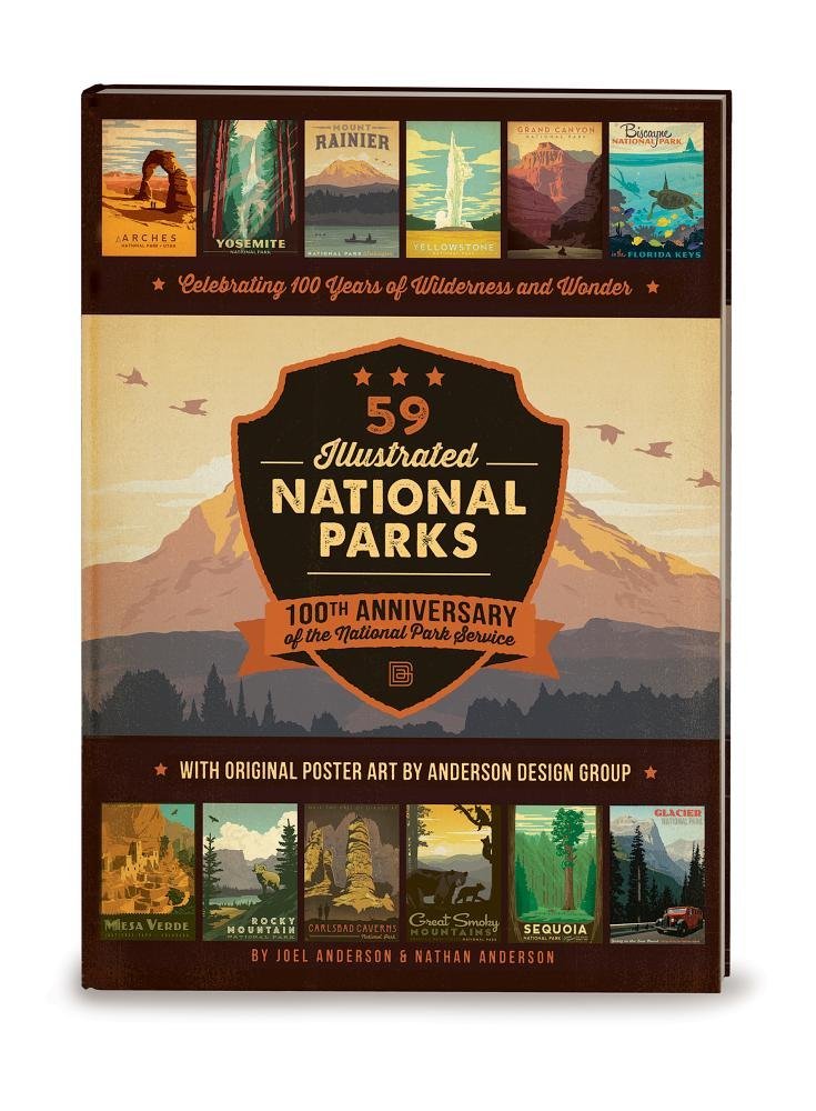 59 Illustrated National Parks  Hardcover: 100th Anniversary of the National Park Service,Used