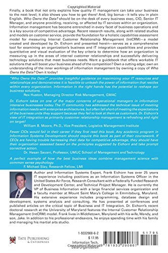 Who Owns the Data? Using Internal Customer Relationship Management to Improve Business and IT Integration,Used