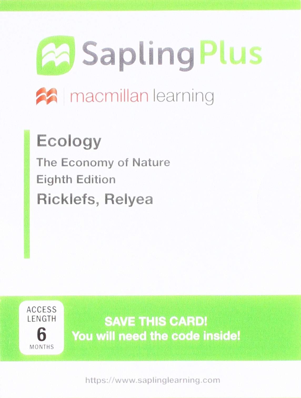SaplingPlus for Ecology: The Economy of Nature (Single Term Access),Used