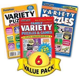 Jumbo Crosswords & Family Variety Puzzles & Games For Adults & Seniors  6 Pack [Paperback] Penny Press/Dell Magazines