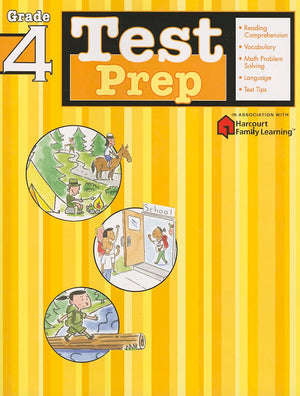 Test Prep: Grade 4 (Flash Kids Harcourt Family Learning),Used