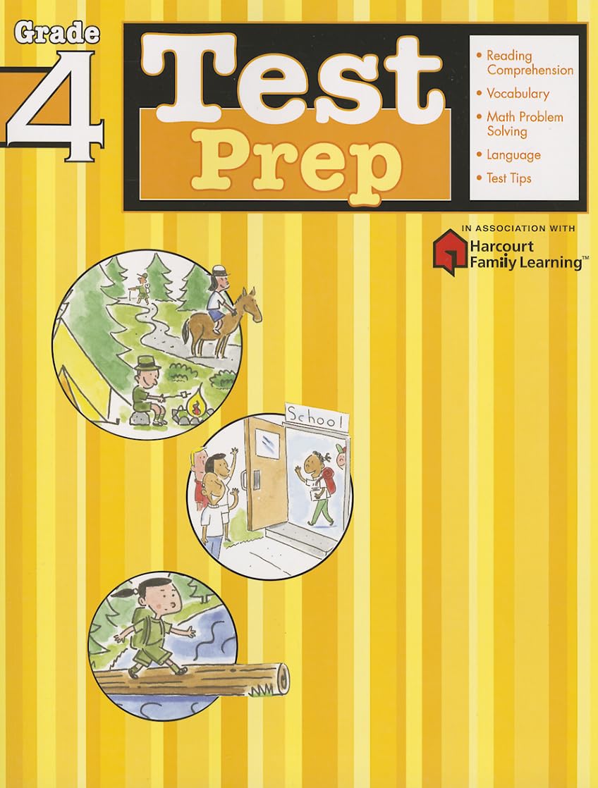 Test Prep: Grade 4 (Flash Kids Harcourt Family Learning),Used