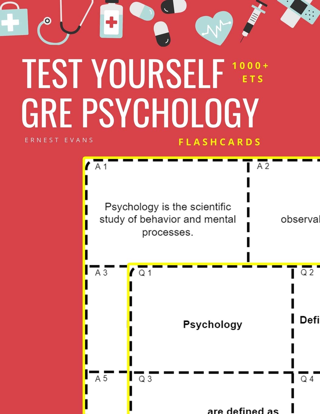 Test Yourself 1000+ ETS GRE Psychology Flashcards: Study ETS GRE general Psychology test prep flash cards book,Used