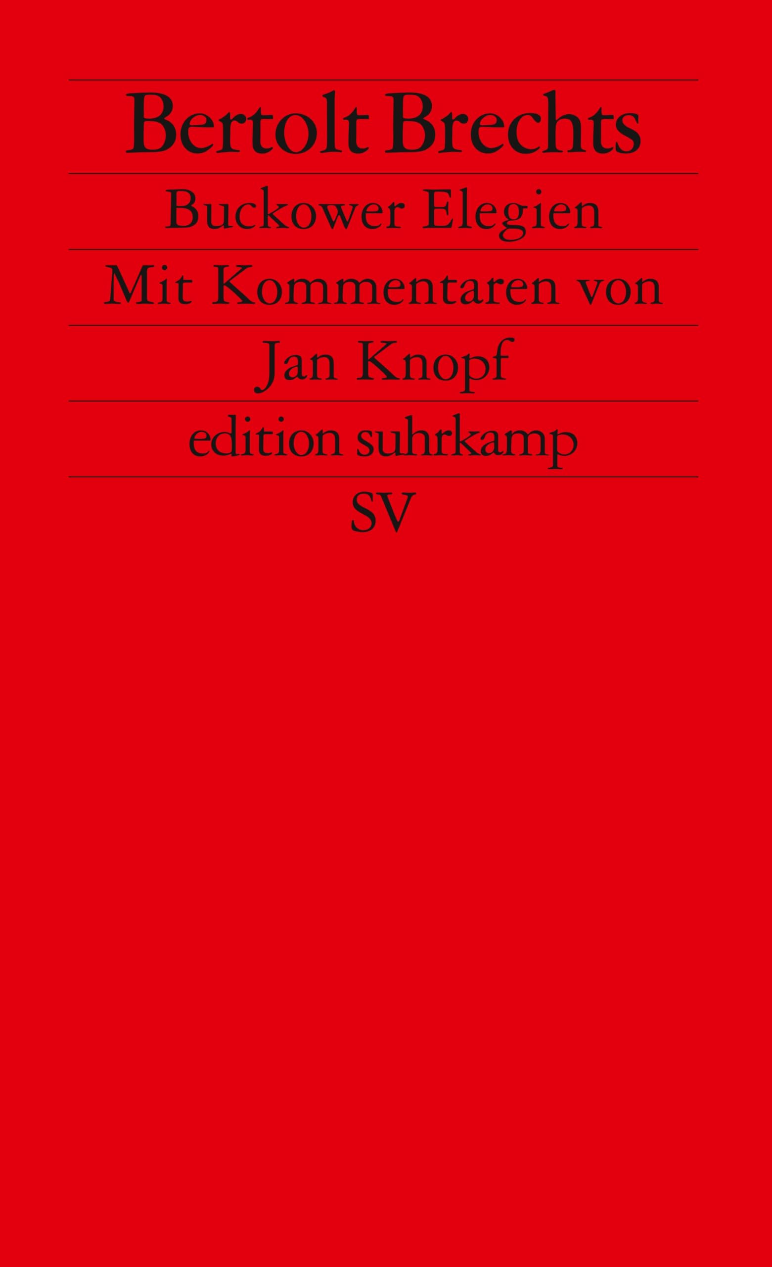 Bertolt Brechts Buckower Elegien (Edition Suhrkamp) (German Edition),Used