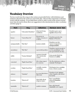 Hamilton: An American Musical  An Instructional Guide for Literature  Novel Study Guide for 6th12th Grade Literature with Clo,Used