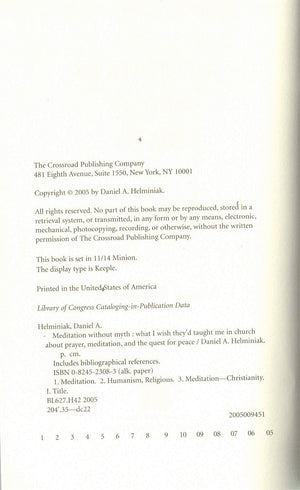 Meditation Without Myth: What I Wish They'D Taught Me In Church About Prayer, Meditation, And The Quest For Peace,Used