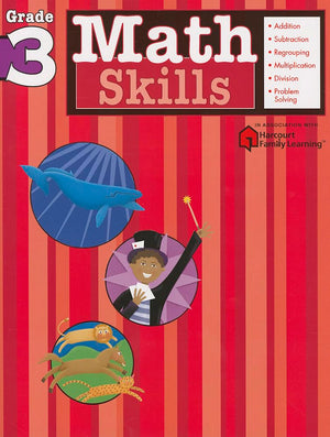 Math Skills: Grade 3 (Flash Kids Harcourt Family Learning),Used
