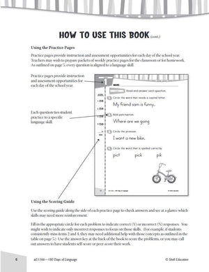 Shell Education 180 Days of Language for First Grade (180 Days of Practice),Used