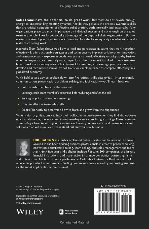 Innovative Team Selling: How To Leverage Your Resources And Make Team Selling Work,Used