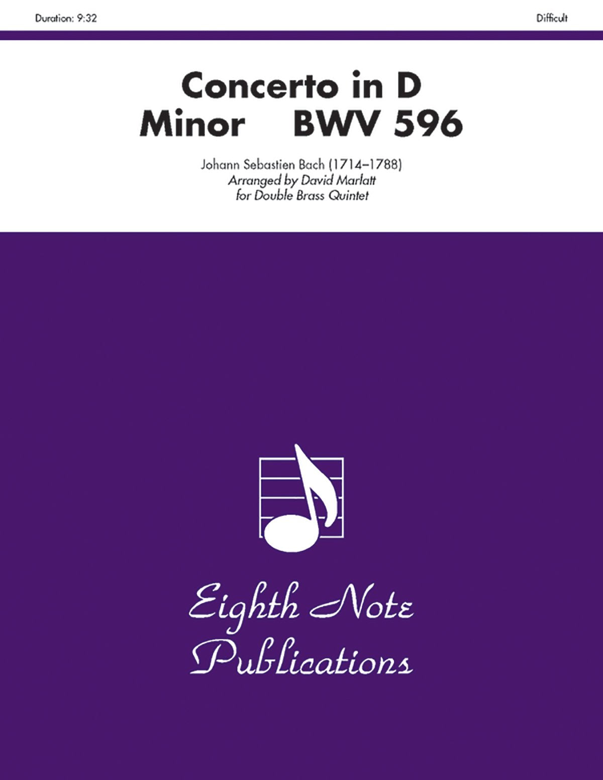 Concerto In D Minor, Bwv 596: Score & Parts (Eighth Note Publications),Used