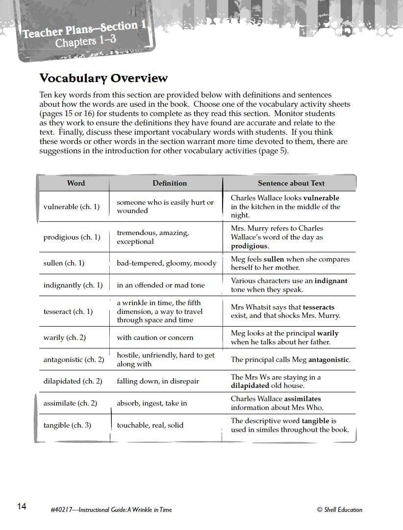 A Wrinkle in Time: Study Guide (Instructional material for 48th Grades) (Great Works),Used