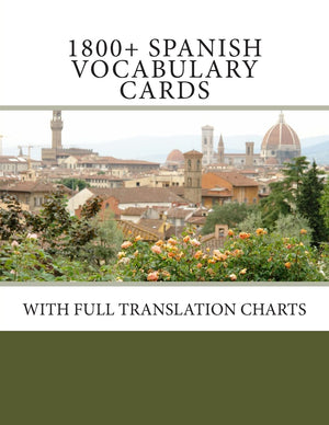 1800+ Spanish Vocabulary Cards: With Full Translation Charts,Used