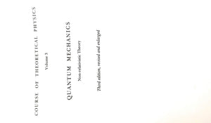 Quantum Mechanics NonRelativistic Theory, Third Edition: Volume 3,Used