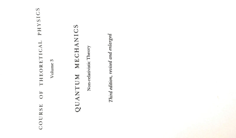 Quantum Mechanics NonRelativistic Theory, Third Edition: Volume 3,Used