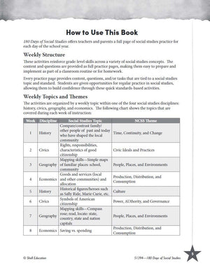 180 Days: Social Studies for 2nd Grade Practice Workbook for Classroom and Home, Cool and Fun Practice Created by Teachers (180 ,New