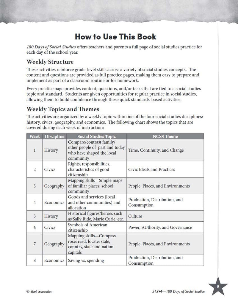 180 Days: Social Studies for 2nd Grade Practice Workbook for Classroom and Home, Cool and Fun Practice Created by Teachers (180 ,Used