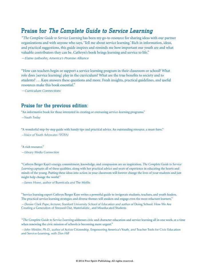 The Complete Guide to Service Learning: Proven, Practical Ways to Engage Students in Civic Responsibility, Academic Curriculum, ,Used