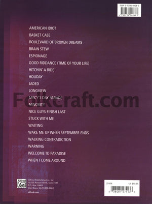 Bass Anthology: Green Day, Authentic Bass Tab Edition (Bass Anthology Series),Used