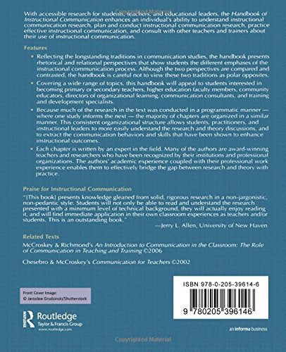 Handbook of Instructional Communication: Rhetorical and Relational Perspectives,Used