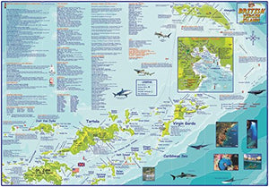 British Virgin Islands Bvi Adventure & Dive Laminated Wall Map Poster,New