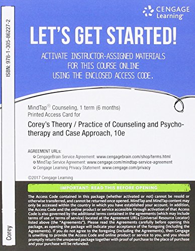 Theory and Practice of Counseling and Psychotherapy, 10th + Mindtap Counseling, 6month Access: Student Manual,Used