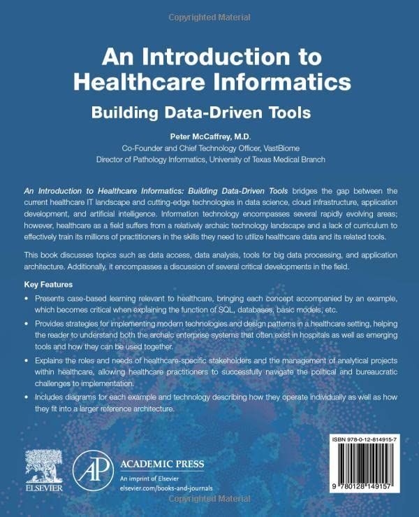 An Introduction to Healthcare Informatics: Building DataDriven Tools,Used