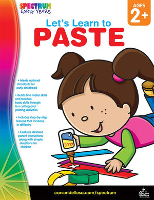 Spectrum  Let's Learn to Paste Workbook  ToddlerKindergarten, 64pgs,Used