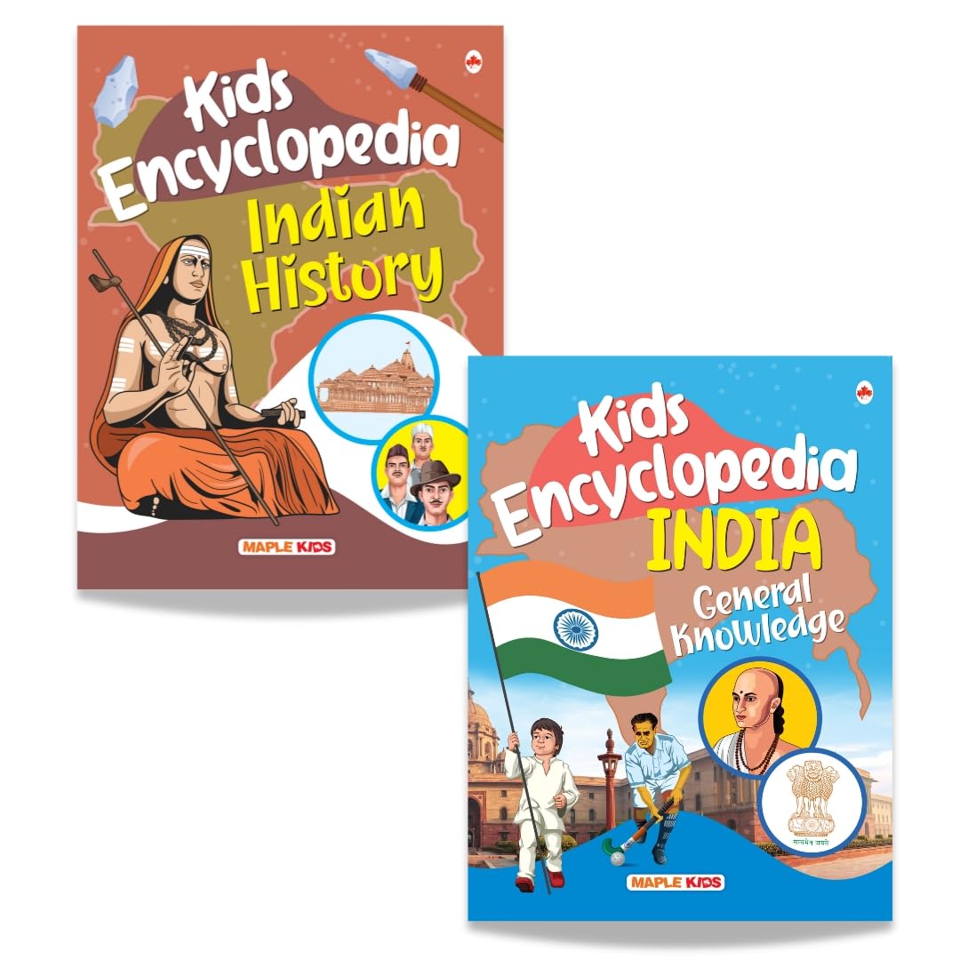 Kids Encyclopedia (Illustrated) - Indian History And India General Knowledge (Set Of 2 Books) - General Knowledge - Knowledge Book For Kids - Age 6+