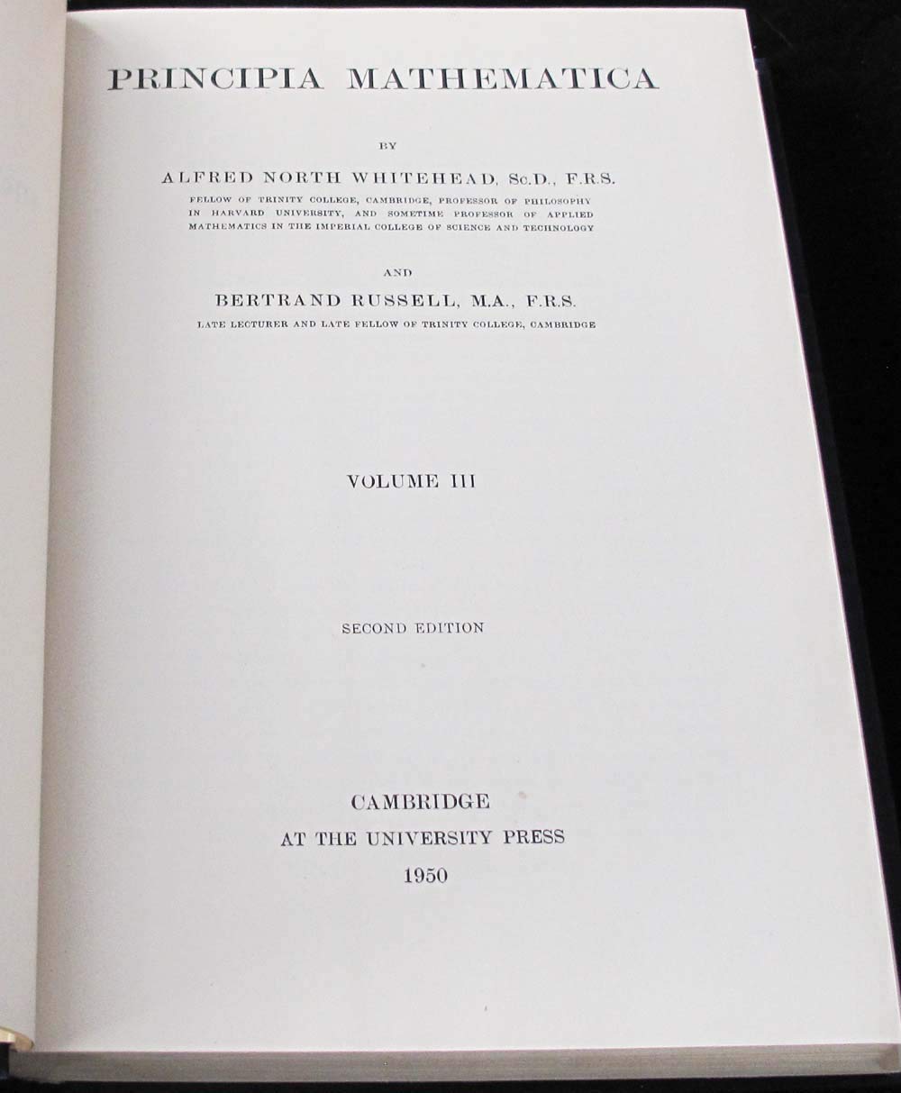 Principia Mathematica 3 Volume Set,Used