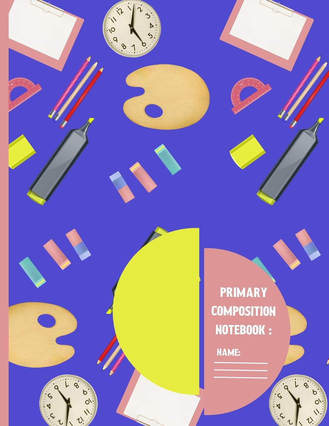 Primary composition notebook: Class Items Back to school pattern Story Paper to write in for students 120 pages (8.5 x 11 Inch).,Used