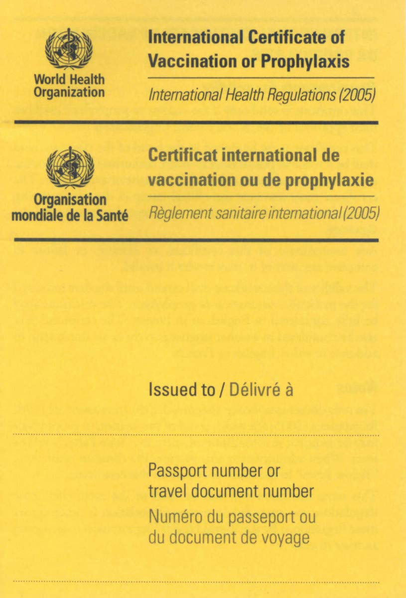 International Certificate of Vaccination with Vinyl Document Holder  World Health Organization Bilingual Version [cards] World ,New