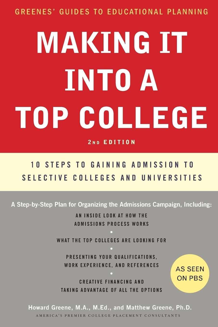 Making It into a Top College, 2nd Edition: 10 Steps to Gaining Admission to Selective Colleges and Universities (Greene's Guides,Used