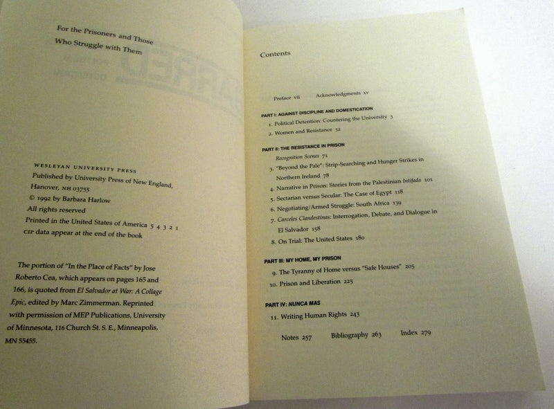 Barred: Women, Writing, and Political Detention,Used