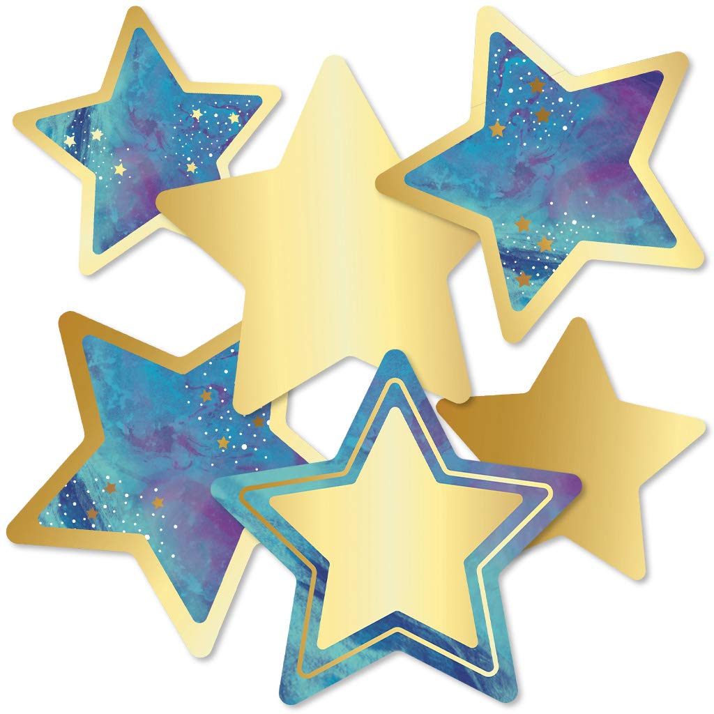 Carson Dellosa Galaxy 36 Stars Cutouts, Marble & Gold Star Cutouts for Bulletin Board and Classroom Dcor, Galaxy Dcor Classr,New