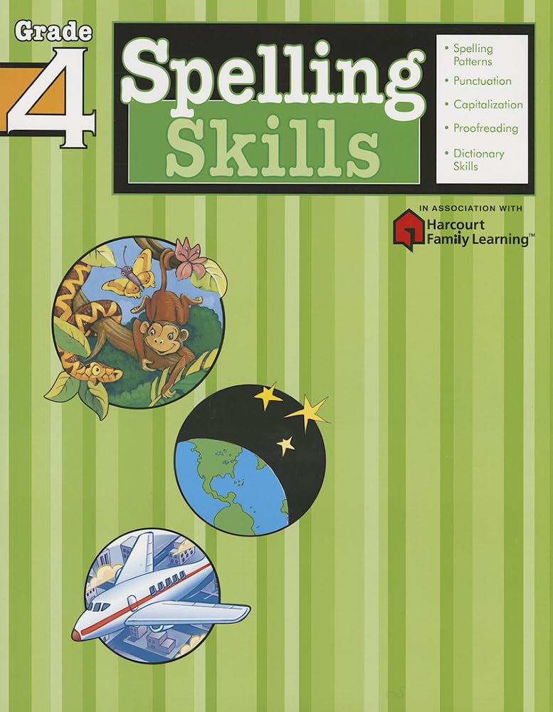 Spelling Skills: Grade 4 (Flash Kids Harcourt Family Learning),Used
