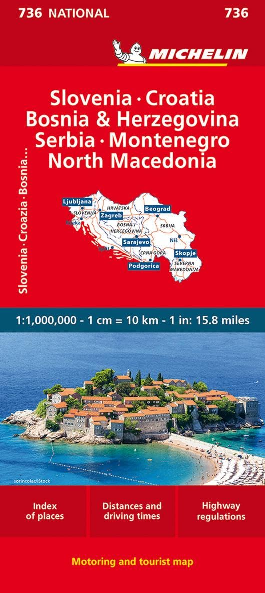 Michelin Slovenia Croatia BosniaHerzegovina Yugoslavia Former Yug. of Macedonia Map 736 (Maps/Country (Michelin)),Used