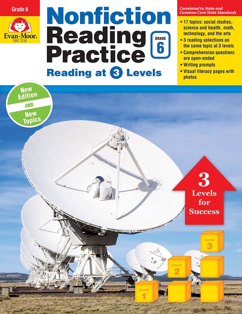 EvanMoor NonFiction Reading Practice, Grade 6,New