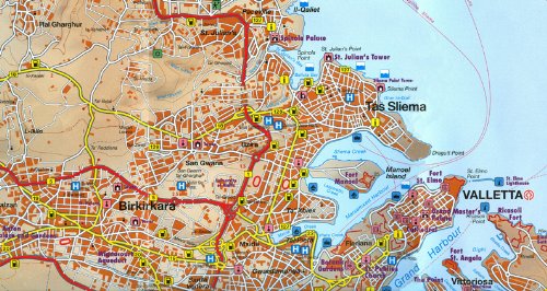 Malta Map (English, French, Italian and German Edition),Used