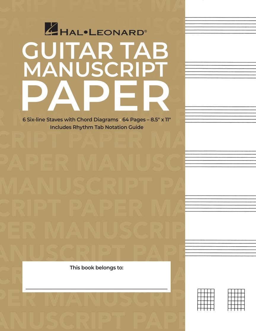 Guitar Tablature Manuscript Paper Standard Edition 64 Pages for Music Notation and Chord Diagrams,Used