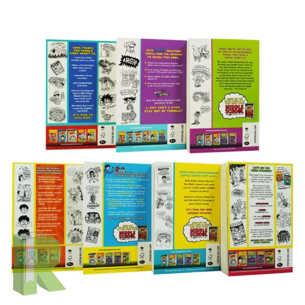 Middle School 7 Books Collection Set By James Patterson (Dogs Best Friend, Just My Rotten Luck, Save Rafe, My Brother Is A Big F-used