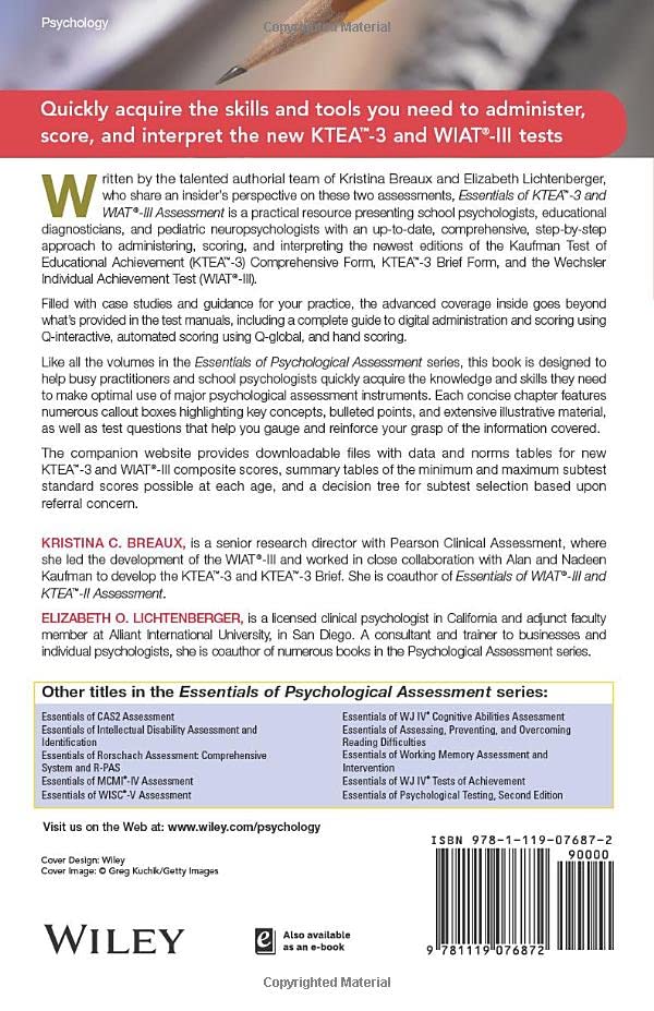 Essentials of KTEA3 and WIATIII Assessment (Essentials of Psychological Assessment),Used
