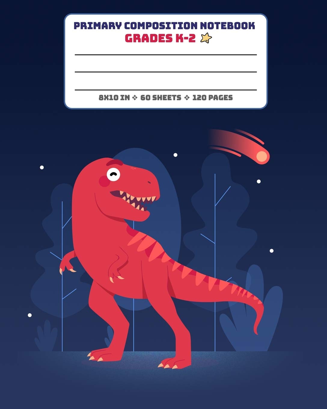 Primary Composition Notebook Grades K2: Full Page Handwriting Practice Paper With Dashed Midline  TRex (Dinosaur Series),Used