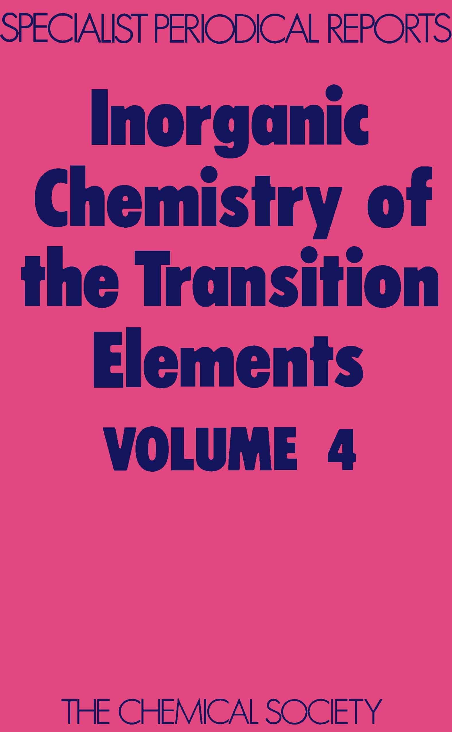 Inorganic Chemistry Of The Transition Elements: Volume 4 (Specialist Periodical Reports),Used