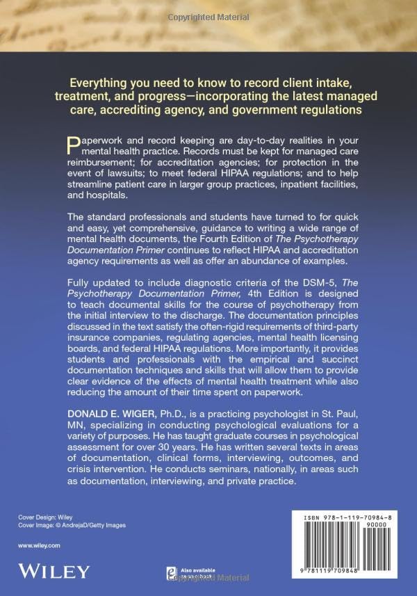 The Psychotherapy Documentation Primer, 4th Edition,Used