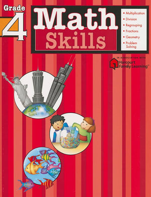 Math Skills: Grade 4 (Flash Kids Harcourt Family Learning),Used