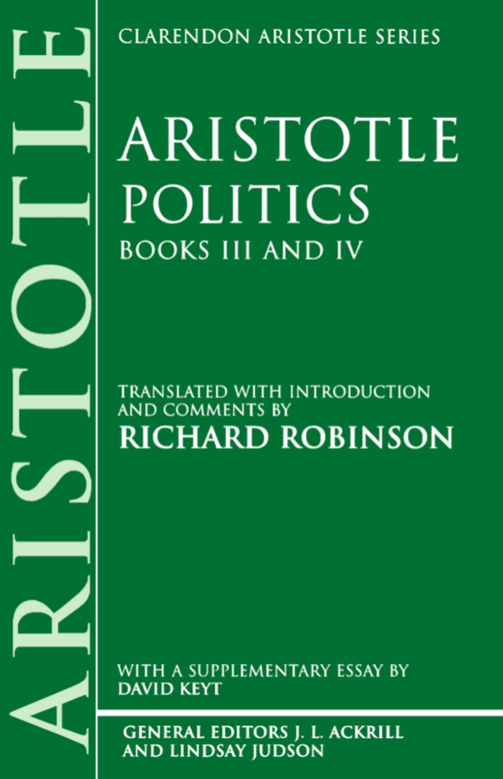 Politics (Clarendon Aristotle Series),New