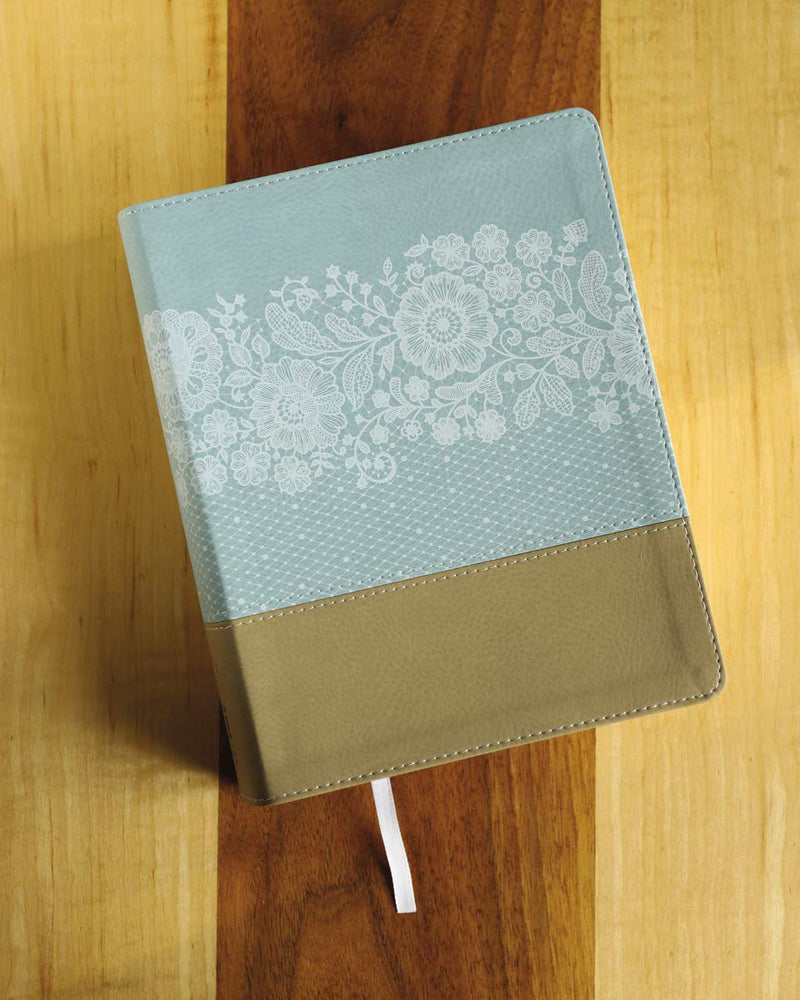 NIV, Journal the Word Bible, Large Print, Leathersoft, Teal/Tan: Reflect, Journal, or Create Art Next to Your Favorite Verses,Used
